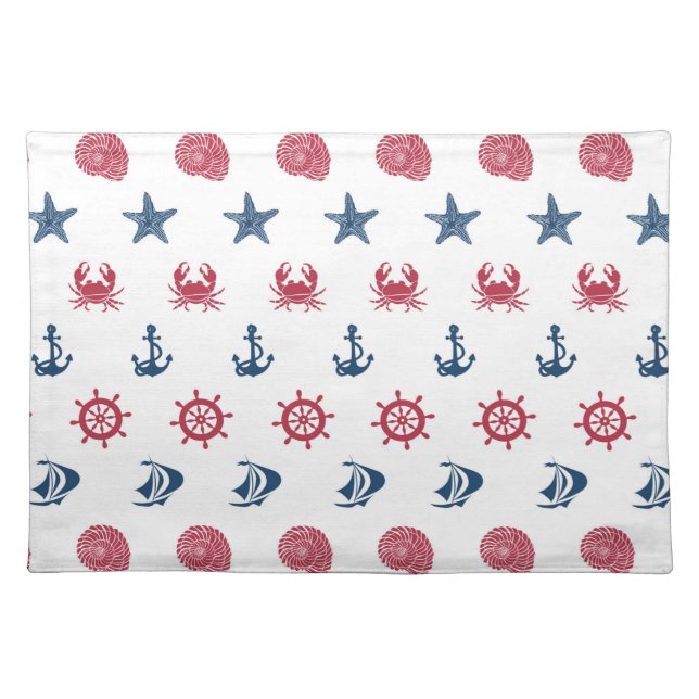 Red White And Blue Sea Symbol Pattern Placemat (Front)
