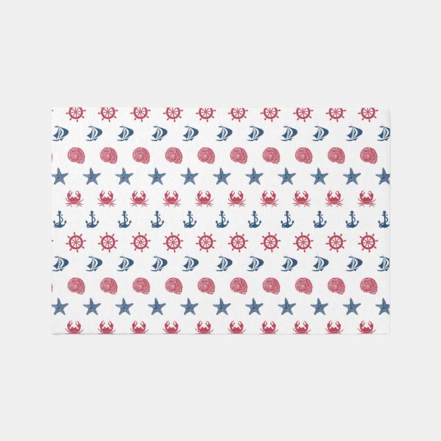 Red White And Blue Sea Symbol Pattern Rug (Front)