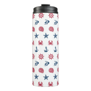 Red White And Blue Sea Symbol Pattern Thermal Tumbler