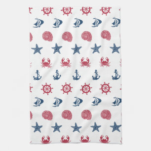 Red White And Blue Sea Symbol Pattern Towel
