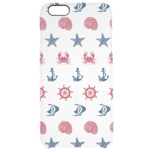 Red White And Blue Sea Symbol Pattern Clear iPhone 6 Plus Case