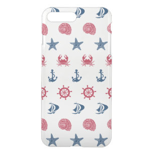 Red White And Blue Sea Symbol Pattern iPhone 8 Plus/7 Plus Case