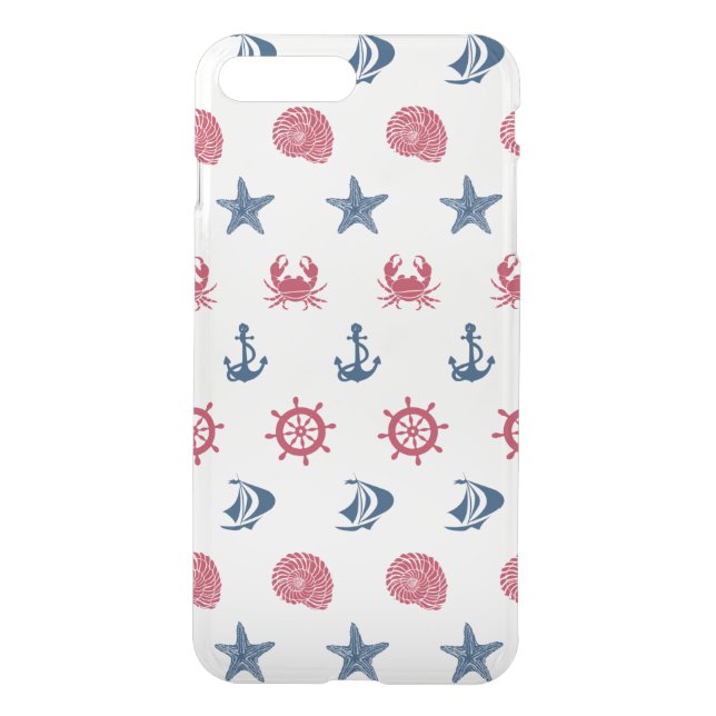 Red White And Blue Sea Symbol Pattern Uncommon iPhone Case (Back)