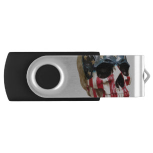 Red White and blue skull Flash Drive