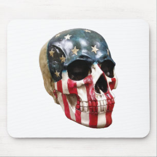Red White and blue skull Mouse Pad