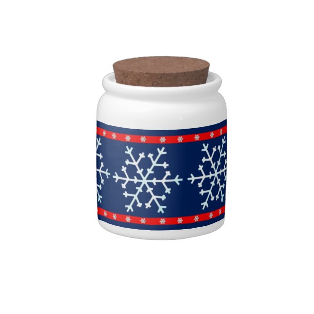 Red White and Blue Snowflakes Candy Jar (Right)