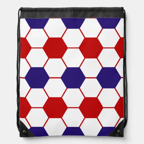 Red white and blue soccer ball Drawstring Backpack