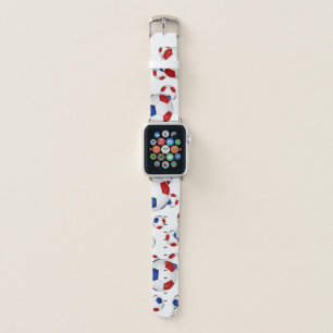 red white and blue soccer balls pattern apple watch band