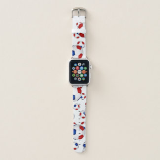 red white and blue soccer balls pattern apple watch band
