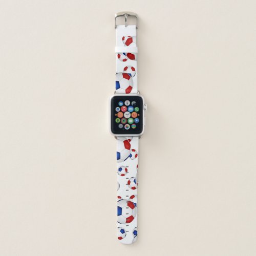 red white and blue soccer balls pattern apple watch band