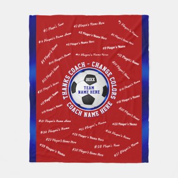 Red  White And Blue  Soccer Coach Thank You Fleece Blanket by YourSportsGifts at Zazzle