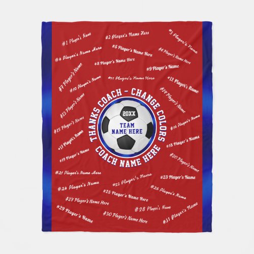 Red White and Blue Soccer Coach Thank You Fleece Blanket