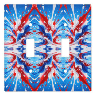 Red White and Blue Splash Blanket Light Switch Cover