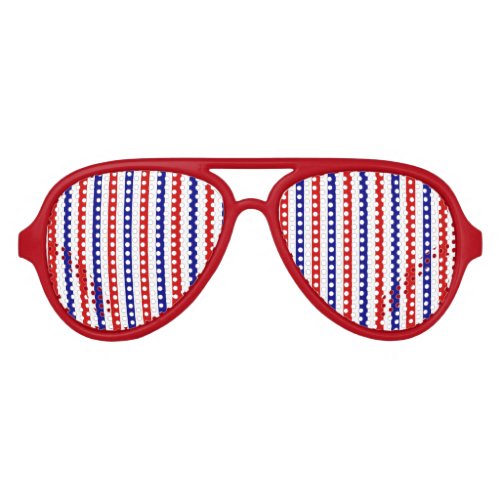 Red White and Blue Sports Team Colors Aviator Sunglasses