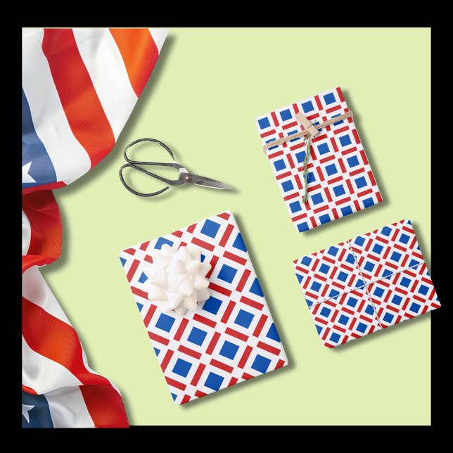 Red White and Blue Squares Wrapping Paper Sheets (Creator Uploaded)