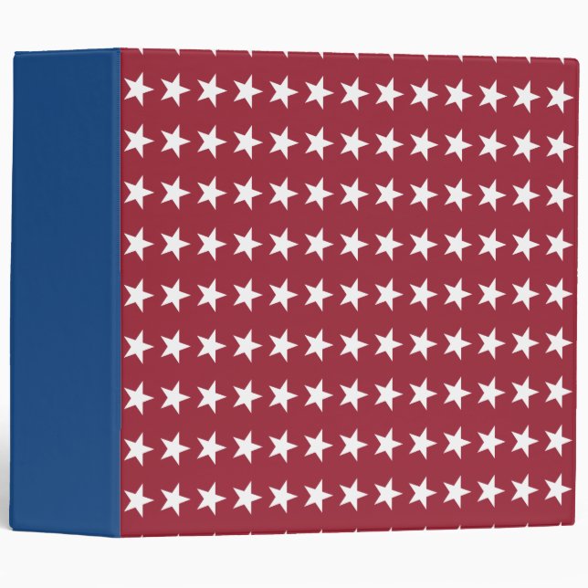 Red White and Blue Star 3 Ring Binder (Front/Spine)