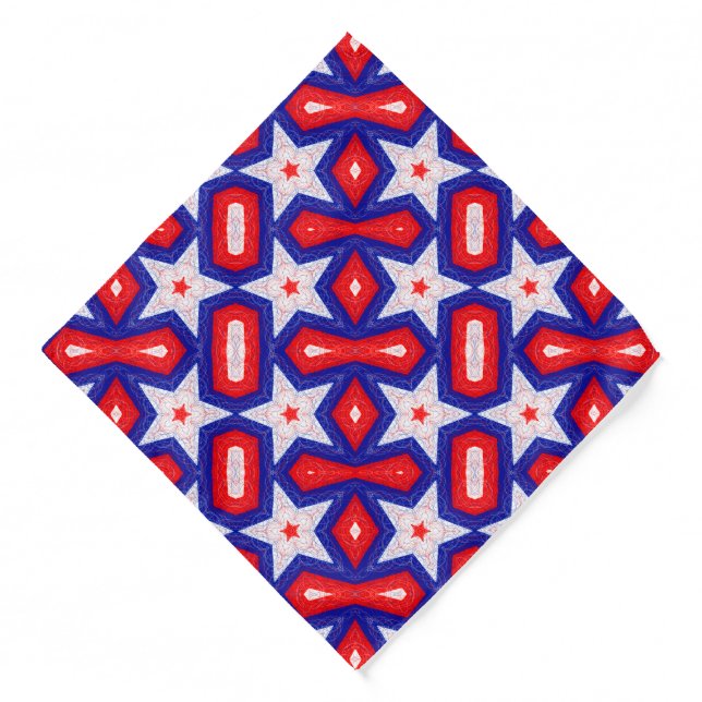Red White and Blue Star Pattern Bandana (Front)