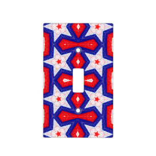 Red White and Blue Star Pattern Light Switch Cover