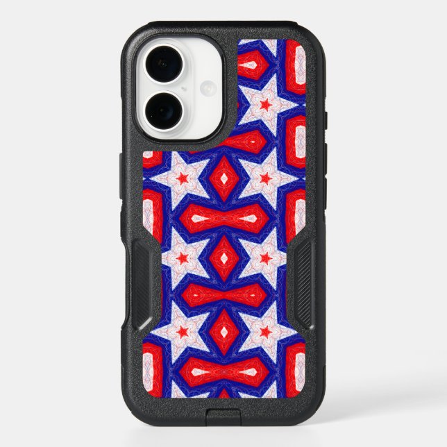 Red White and Blue Star Pattern Otterbox iPhone Case (Back)
