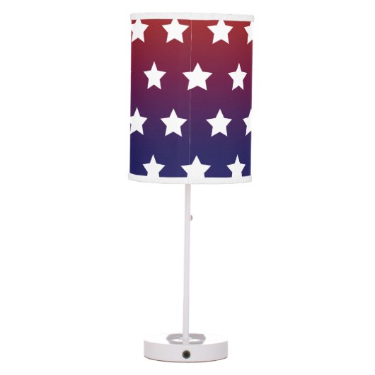 Red, White and Blue Star Pattern Table Lamp (Back)