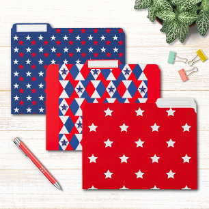 Red White and Blue Star Patterns File Folder