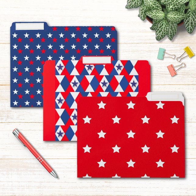 Red White and Blue Star Patterns File Folder (Creator Uploaded)