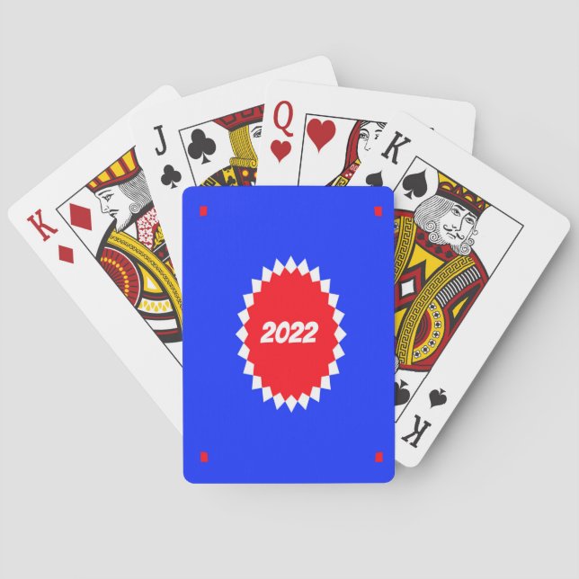 Red, White and Blue Starburst Monogram  Poker Cards (Back)