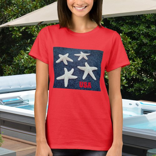 Red White and Blue Starfish Spangled T_Shirt