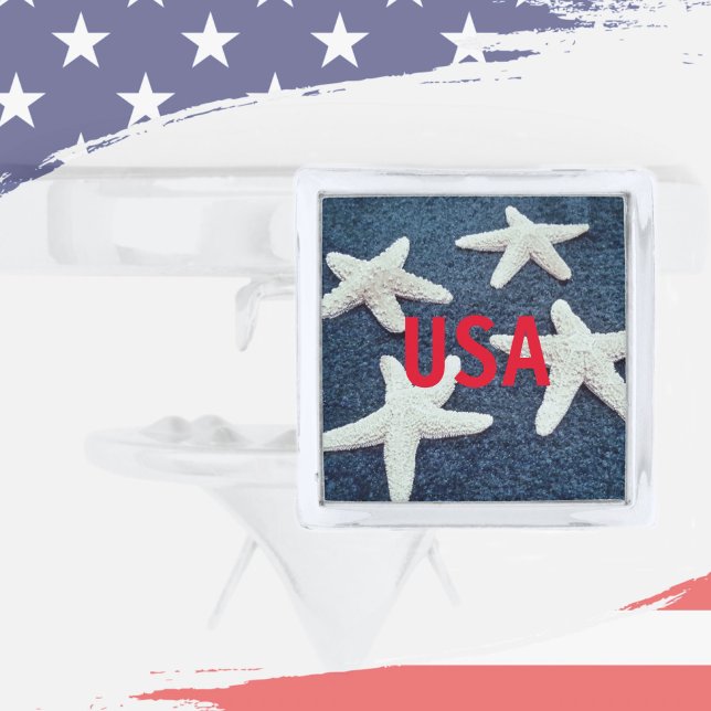 Red White and Blue Starfish tie tack or Lapel Pin (Creator Uploaded)