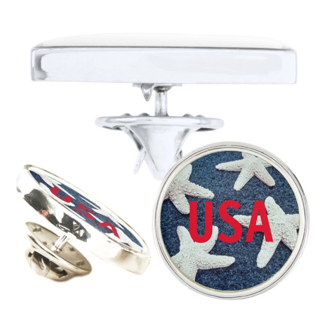 Red White and Blue Starfish tie tack or Lapel Pin (Creator Uploaded)