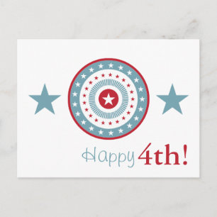 Red White and Blue Stars 4th of July Postcards