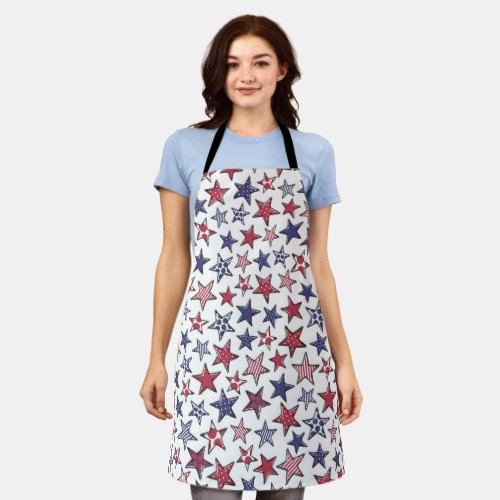 Red White and Blue Stars America Patriotic   Apron