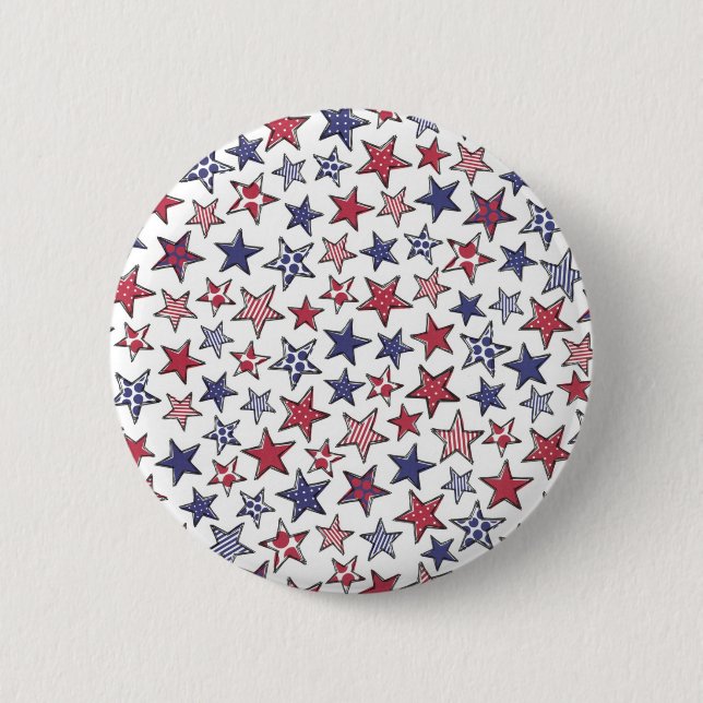 Red White and Blue Stars America Patriotic   Button (Front)