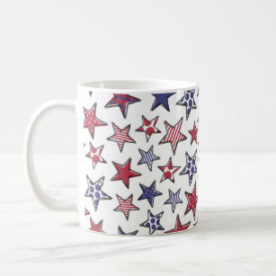 Red White and Blue Stars America Patriotic  Coffee Mug