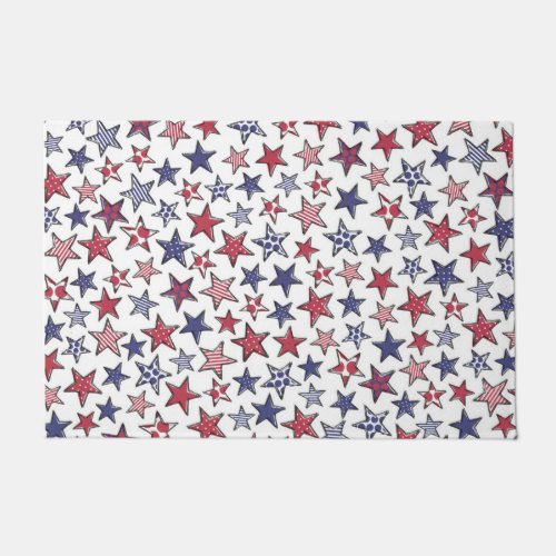 Red White and Blue Stars America Patriotic   Doormat