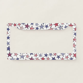 Red White and Blue Stars America Patriotic License Plate Frame