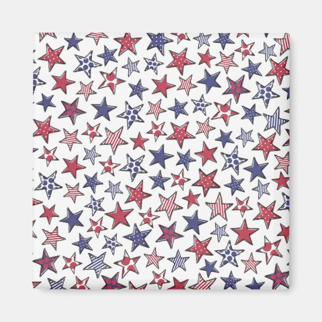 Red White and Blue Stars America Patriotic  Magnet (Front)