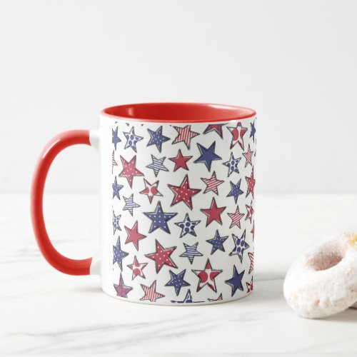 Red White and Blue Stars America Patriotic  Mug