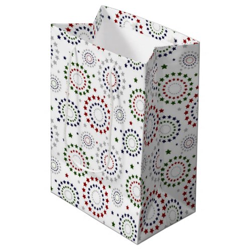 Red White and Blue Stars and circles Medium Gift Bag