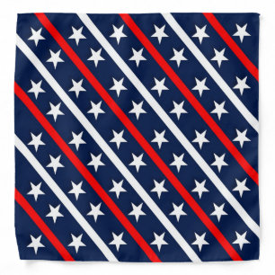 Red, White and Blue Stars and Diagonal Stripes 2 Bandana