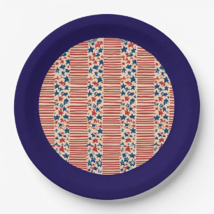 Red White and Blue Stars and Stripes 4th of July Paper Plates