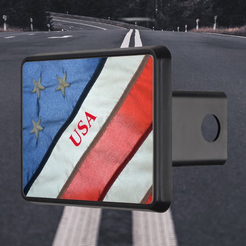 Red White and Blue Stars and Stripes American Flag Hitch Cover