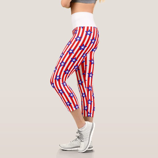 Red, White and Blue Stars and Stripes Capri Leggin (Left)