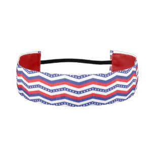 Red White and Blue Stars and Stripes Chevron Athletic Headband