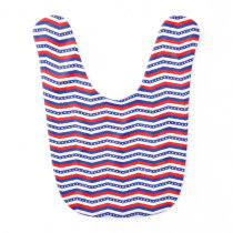Red White and Blue Stars and Stripes Chevron Baby Bib