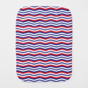 Red White and Blue Stars and Stripes Chevron Baby Burp Cloth