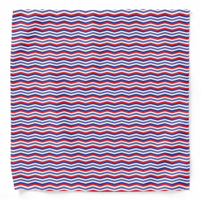 Red White and Blue Stars and Stripes Chevron Bandana (Front)