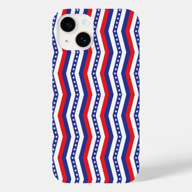 Red White and Blue Stars and Stripes Chevron Case-Mate iPhone Case (Back)