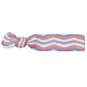 Red White and Blue Stars and Stripes Chevron Elastic Hair Tie