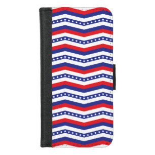 Red White and Blue Stars and Stripes Chevron iPhone 8/7 Wallet Case